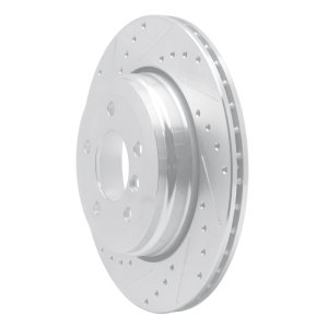 BMW 525i Brake Rotor (1) - Rear Left - R1 Concepts - Drilled & Slotted - Silver - `04-`10